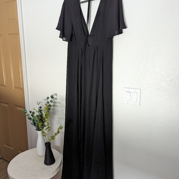 Show me Your Mumu Faye Flutter Maxi Dress Black Chiffon Size Medium - Picture 4 of 6